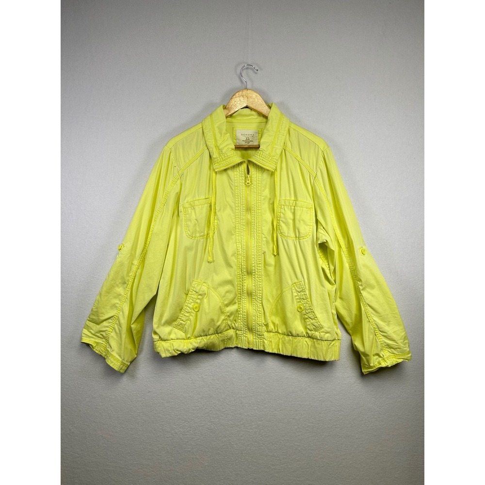 SONOMA Life Style Womens Jacket Yellow Zip Front Collared Casual Size XL